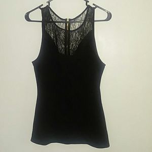 Express medium black lace top with zipper back